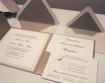 Gold Pocket Fold Wedding Invitation - Thermography Wedding Invitation  - Formal Gold Wedding Pocket Invitation - Gold Tri-Fold Invite