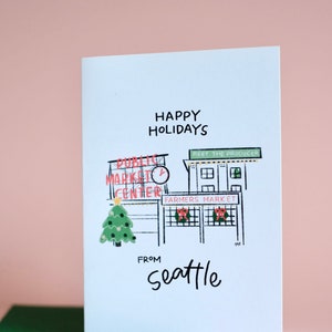 Seattle Holiday Card / Happy Holidays from Seattle / Pike Place Market Card