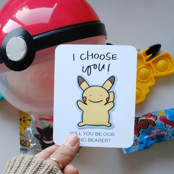 Ring Bearer Proposal Box Pokemon themed “I Choose You” Gift Box // Will you be my ring bearer gift set