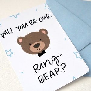 Tarjeta del portador del anillo "¿Serás nuestro oso del anillo?" // Tarjeta de propuesta del portador del anillo para niño / Tarjeta temática del oso para la tarjeta de los niños para la boda