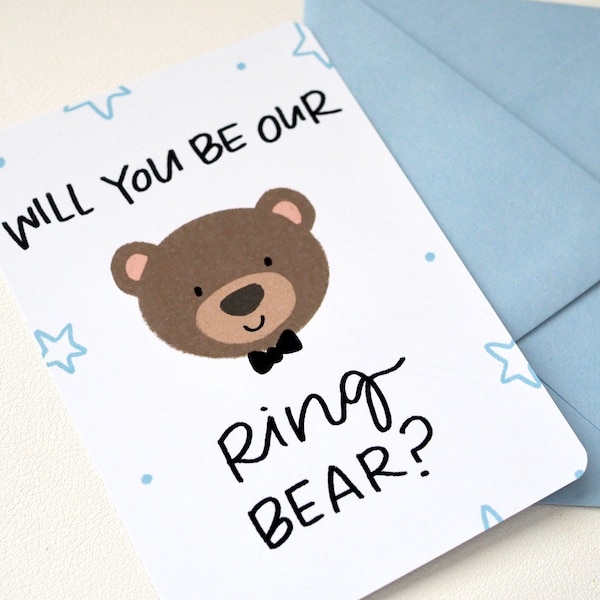 Ring Bearer Card “Will You Be Our Ring Bear” // Ring Bearer Proposal Card for Boy / Bear Theme Card for Kids Card for Wedding