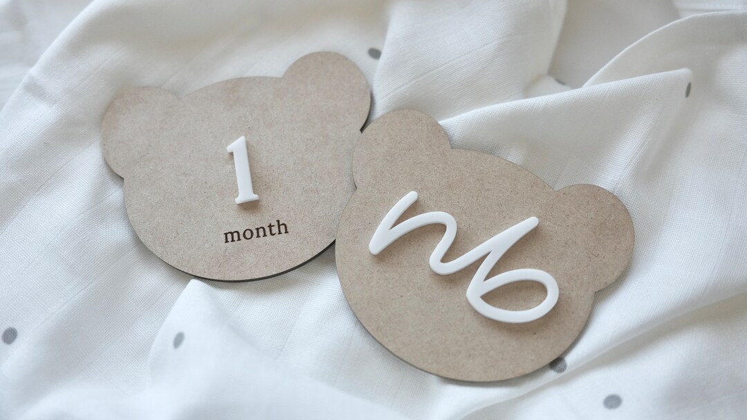 Wooden Baby Milestone Cards // Teddy Bear Milestone Set ...