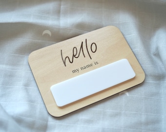 Birth Announcement Card "Hello my name is" // Reusable Newborn Birth Announcement Card / Baby Name Reveal