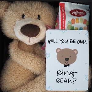 Ring Bearer Proposal Box Bear Theme // Ring Bear / Will You Be Our Ring Bearer? / Ring Bearer Gift Idea for Boy / Junior Groomsmen Gift