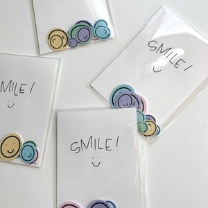 Smiley Face Sticker Pack (10 Pieces) // Smiley Stickers with Smile More Be Happy Sticker / Planner Sticker / Journaling Sticker