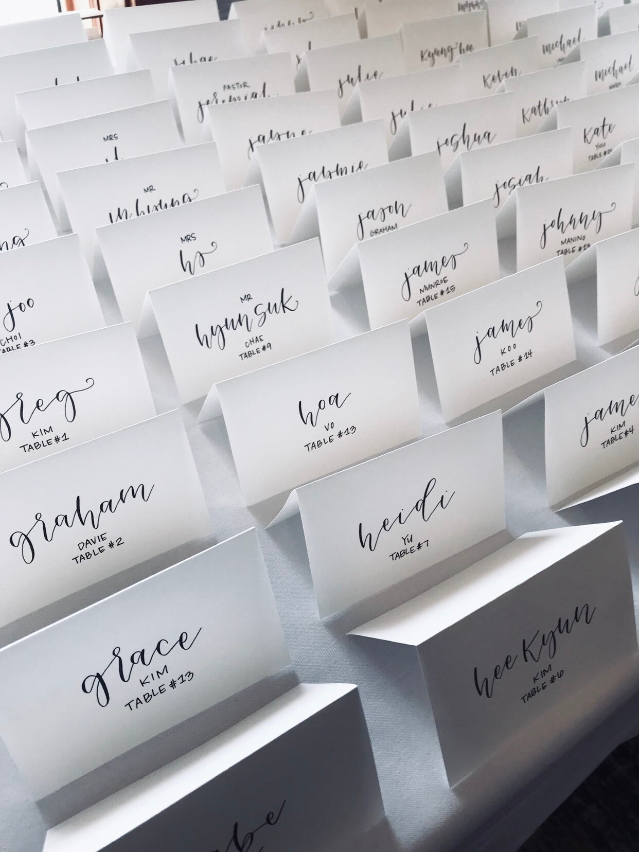 FULL NAME TABLES // Handlettered Modern Calligraphy Custom Etsy