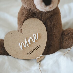 Baby Milestone Card Set // Heart Balloon Milestone Set / Handlettered Custom Wooden Milestone Set