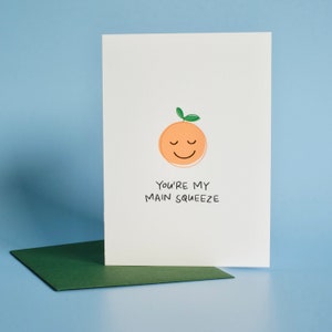Cartão comemorativo Punny “Você é meu aperto principal” // Cartão comemorativo laranja fofo / Cartão engraçado para amigo / Cartão de dia dos namorados para aniversário