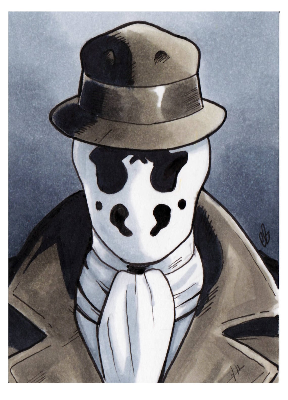 Watchmen Rorschach Copic Marker Sketch Card | Etsy