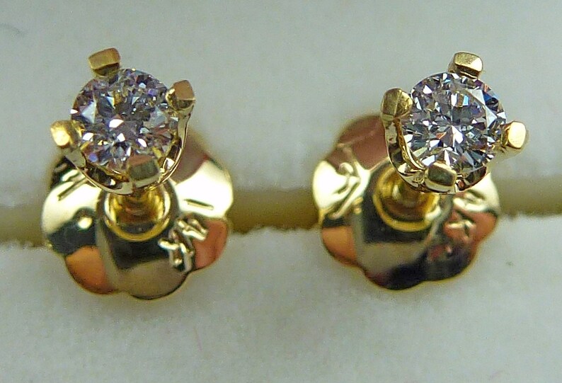 Tiny Genuine Diamond Earrings for Baby Girl in Solid 14K Etsy
