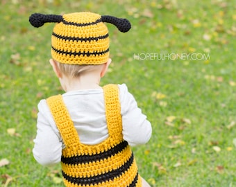 CROCHET PATTERN - Bumble Bee Baby Hat & Playsuit Set