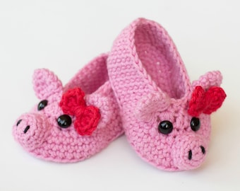 CROCHET PATTERN - Pink Piggy Baby Booties