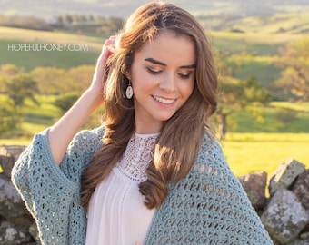Crochet Pattern // Easy Beginner Oversized Boxy Shrug Classic Slouchy Cardigan // Harbor Haze Cocoon Sweater Pattern PDF