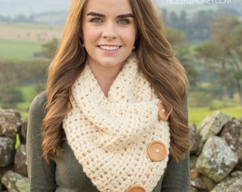 CROCHET PATTERN - Basic Chunky Button Scarf