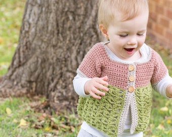 CROCHET PATTERN - Secret Garden Toddler Cardigan