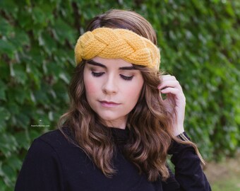 Crochet Pattern // Beginner Easy Chunky Braided Crown Ribbed Stitch Ear Warmer //  Goldfinch Braided Headband Pattern PDF