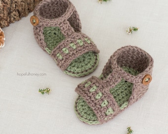 Crochet Pattern // Beginner Easy Newborn Booties Toddler T Strap Slipper Shoes // Apple Orchard Baby Sandals Pattern PDF