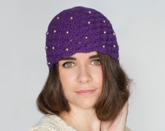 CROCHET PATTERN - Scalloped Pearl Cloche Hat, 1920's Flapper Hat