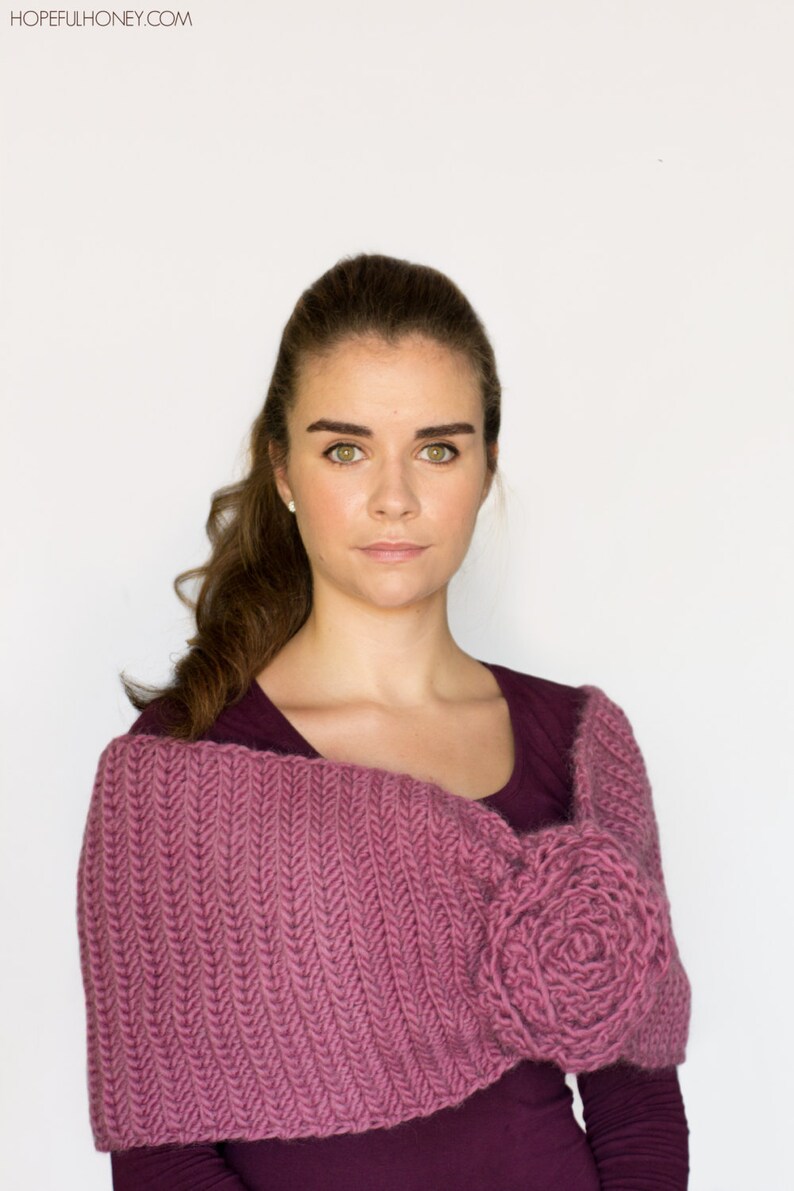 CROCHET PATTERN Tea Rose Shawl, Winter Wrap image 4