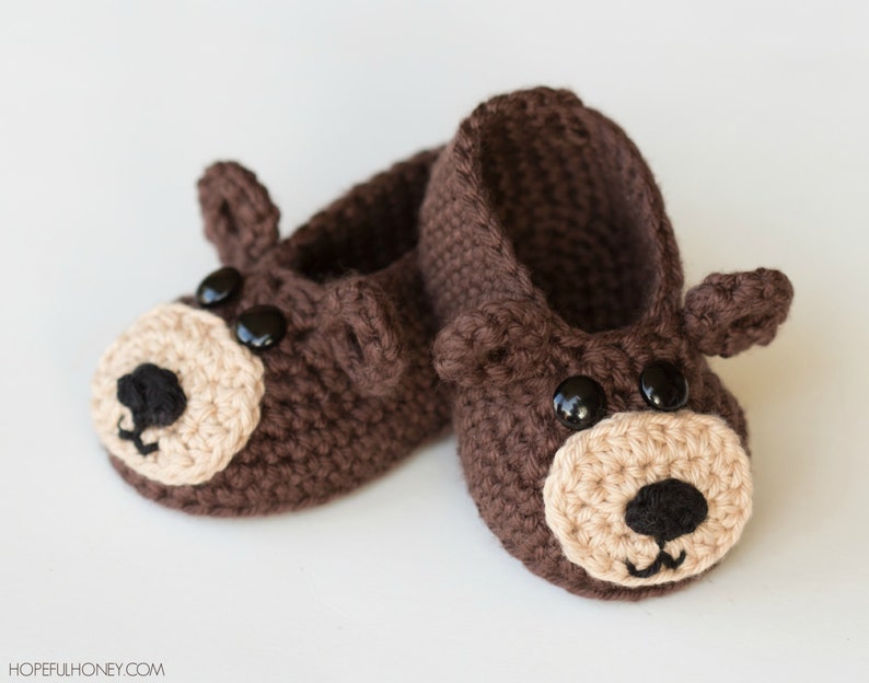 Crochet Pattern // Beginner Easy Newborn Toddler Animal Slipper Shoes // Teddy Bear Baby Booties Pattern PDF image 2