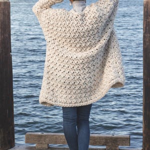 Crochet Pattern // Drop Shoulder Oversized Textured Boyfriend Classic Sweater // Coastal Fog Chunky Cardigan Pattern PDF image 8