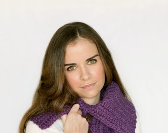 CROCHET PATTERN - Chic Cowl, Chunky Button Scarf