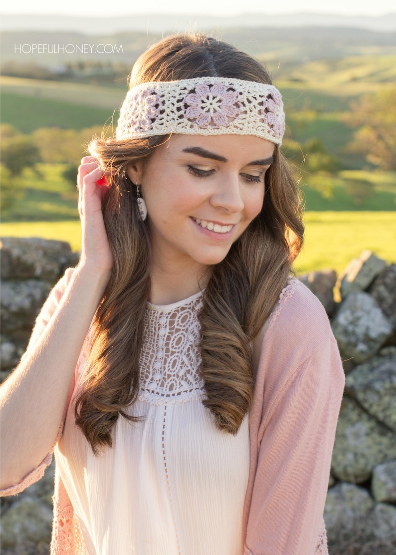 CROCHET PATTERN Orchid Lane Bohemian Headband image 1