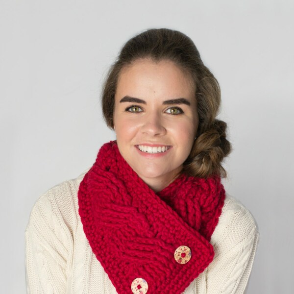 CROCHET PATTERN - Chunky Cabled Neck Wrap Cowl