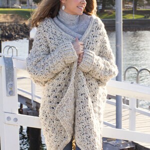 Crochet Pattern // Drop Shoulder Oversized Textured Boyfriend Classic Sweater // Coastal Fog Chunky Cardigan Pattern PDF image 4