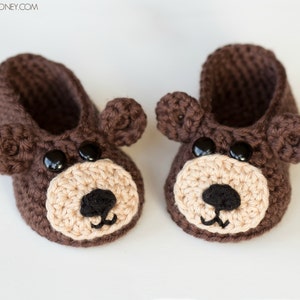 Crochet Pattern // Beginner Easy Newborn Toddler Animal Slipper Shoes // Teddy Bear Baby Booties Pattern PDF image 1