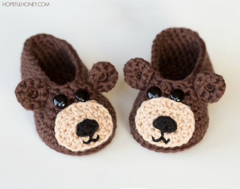 Crochet Pattern // Beginner Easy Newborn Toddler Animal Slipper Shoes // Teddy Bear Baby Booties Pattern PDF image 1