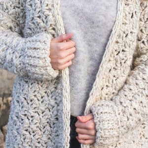 Crochet Pattern // Drop Shoulder Oversized Textured Boyfriend Classic Sweater // Coastal Fog Chunky Cardigan Pattern PDF image 7