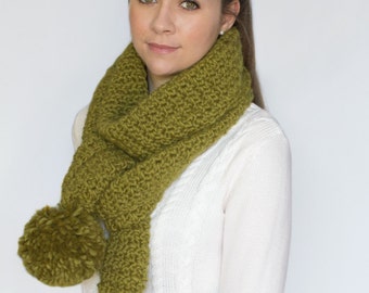 CROCHET PATTERN - Chunky Pompom Cottontail Scarf