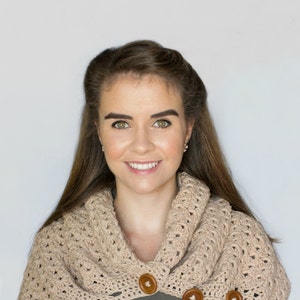 CROCHET PATTERN Nightingale Button Scarf, Chunky Cowl image 1