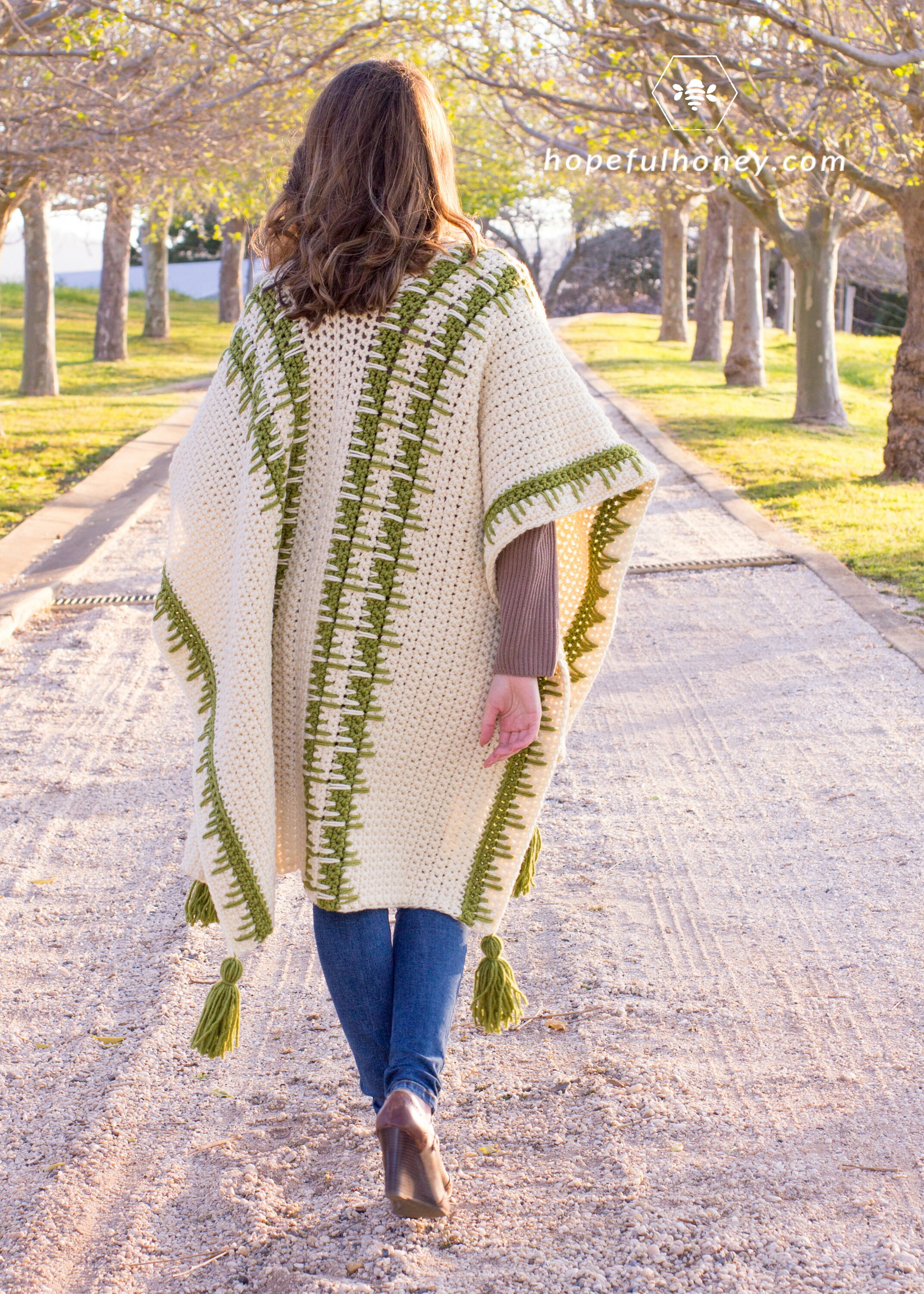 Crochet Pattern // Easy Beginner Striped Open Front Boho Ruana ...