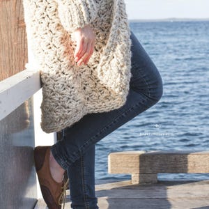 Crochet Pattern // Drop Shoulder Oversized Textured Boyfriend Classic Sweater // Coastal Fog Chunky Cardigan Pattern PDF image 9