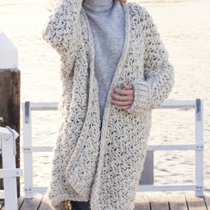 Crochet Pattern // Drop Shoulder Oversized Textured Boyfriend Classic Sweater // Coastal Fog Chunky Cardigan Pattern PDF image 5