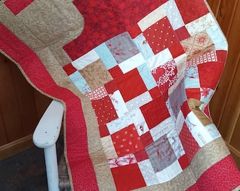Lap Quilt With Hand Pocket, Wheelchair Quilt, Quilted Throw, Lap Blanket