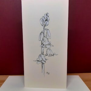 Spring Bluebell Flower ORIGINAL tekening blanco wenskaart