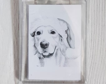 Santa Golden Retriever dog keyring bag charm keychain