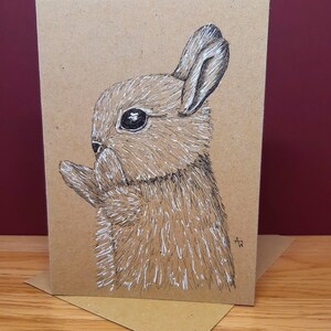 Frühling Hase ORIGINAL Zeichnung handgezeichnet blanko Grußkarte