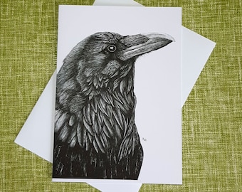 Rabe Krähe Vogel Blanko Grußkarte