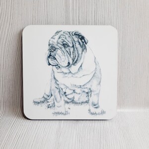 Bulldog English dog cork backed drink Coaster