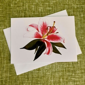 Lily Oriental Lillium blank greetings card