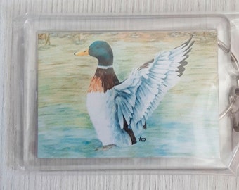 Mallard duck bird keyring bag charm keychain