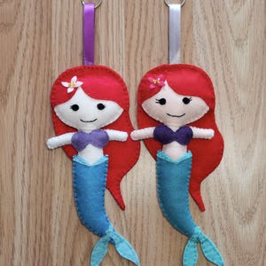 Felt Little Mermaid Ariel Keyring: Handsewn Sensory Fidget Toy Bag Charm image 4