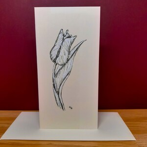 Handgezeichnete Frühling Tulpe Blume ORIGINAL Zeichnung Blanko Grußkarte