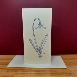 Spring Snow Drop Flower ORIGINALE disegno bianco biglietto di auguri