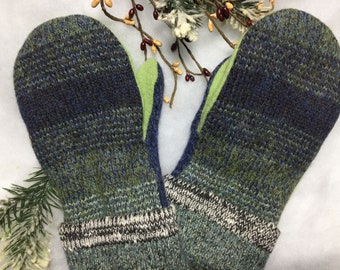 All of my mittens are made from repurposed wool sweaters and are lined with soft, warm, anti-pill fleece to keep your hands warm & cozy.