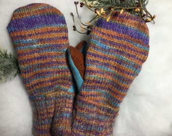 All of my mittens are made from repurposed wool sweaters and are lined with soft, warm, anti-pill fleece to keep your hands warm & cozy.